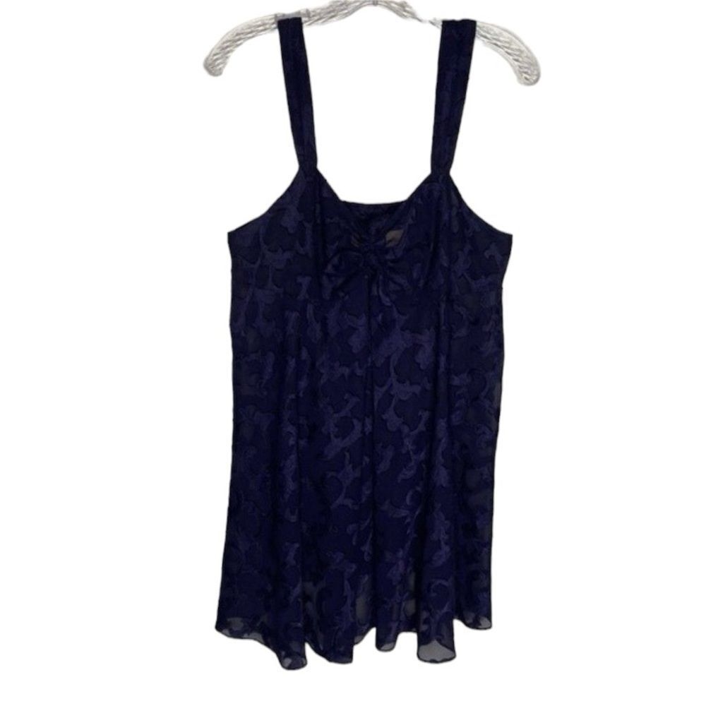 Victoria's Secret Vintage Navy Blue Sheer Burn Out Baby Doll Nightie Lingerie M